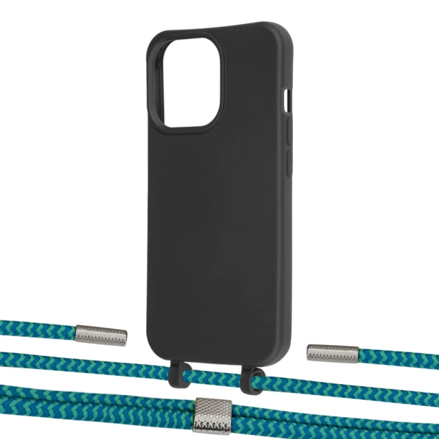 Чехол Upex Alter Eyelets for iPhone 13 Pro Max Onyx with Twine Cyan and Fausset Silver (UP109319)
