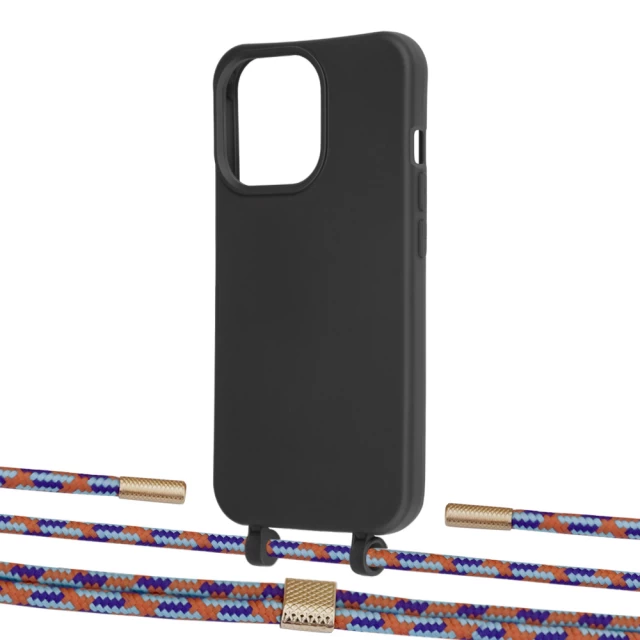 Чехол Upex Alter Eyelets for iPhone 13 Pro Max Onyx with Twine Blue Sunset and Fausset Gold (UP109338)