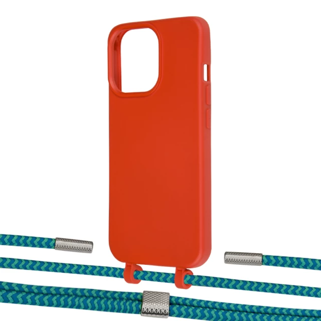 Чохол Upex Alter Eyelets for iPhone 13 Pro Max Red with Twine Cyan and Fausset Silver (UP109370)