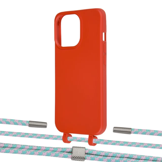 Чохол Upex Alter Eyelets for iPhone 13 Pro Max Red with Twine Turquoise and Fausset Silver (UP109373)