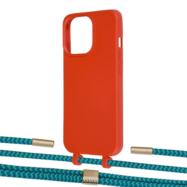 Чохол Upex Alter Eyelets for iPhone 13 Pro Max Red with Twine Cyan and Fausset Gold (UP109387)