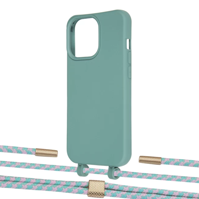 Чехол Upex Alter Eyelets for iPhone 13 Pro Max Basil with Twine Turquoise and Fausset Gold (UP109594)