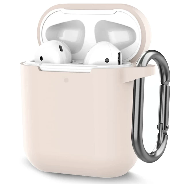 Чохол для навушників Upex для Apple AirPods 2/1 Silicone Case з карабіном Pink Sand (UP77203)