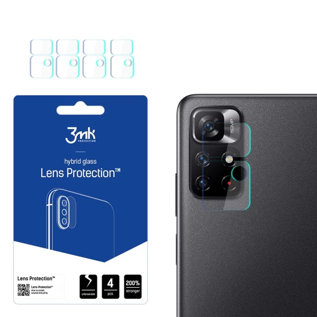Защитное стекло для камеры 3mk Lens Protect для Xiaomi Redmi Note 11S 5G | 11T 5G Transparent (4 Pack) (5903108489775)
