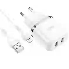 Сетевое зарядное устройство HOCO N4 Aspiring Network 12W 2xUSB-A with USB-A to Lightning Cable White (6931474731029)