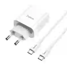 Мережевий зарядний пристрій HOCO C80A QC/PD 20W USB-C | USB-A with USB-C to USB-C Cable White (6931474740533)