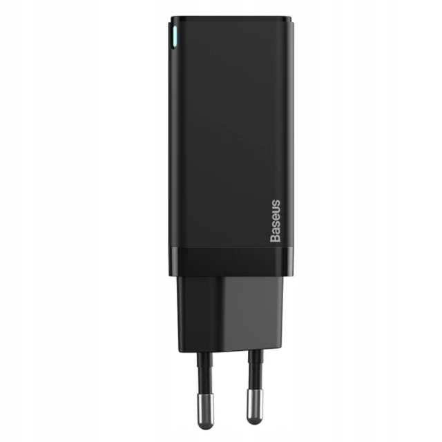 Мережевий зарядний пристрій Baseus GaN Mini QC 60W 2xUSB-C with USB-C to USB-C Cable 1m Black (CCGAN-M01)