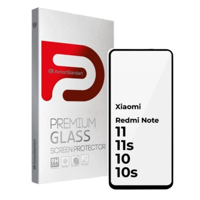 Захисне скло ARM Full Glue для Xiaomi Redmi Note 11 | 11s | 10 | 10s Black (ARM62771)