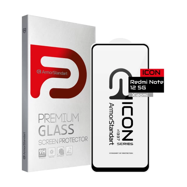 Захисне скло ARM Icon для Xiaomi Redmi Note 12 4G | Note 12 5G | Poco X5 5G Black (ARM65170)