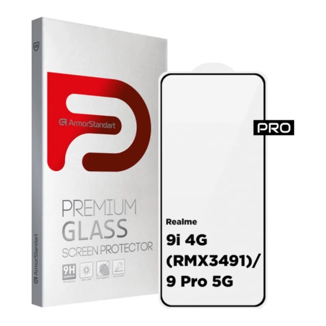 Защитное стекло ARM Pro для Realme 9i 4G | 9 Pro 5G Black (ARM61469)