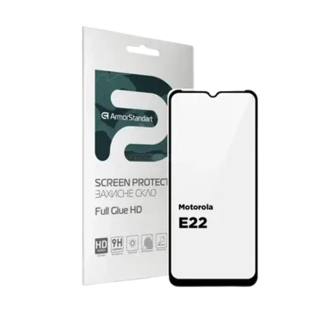 Захисне скло ARM Full Glue HD для Motorola E22 Black (ARM67051)