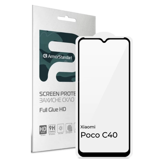 Защитное стекло ARM Full Glue HD для Xiaomi Poco C40 Black (ARM66956)