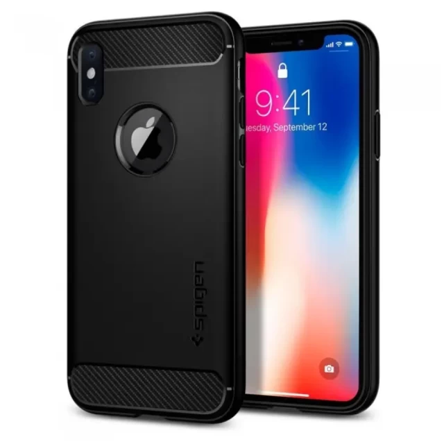 Чехол Spigen Rugged Armor для iPhone X Black (057CS22125)