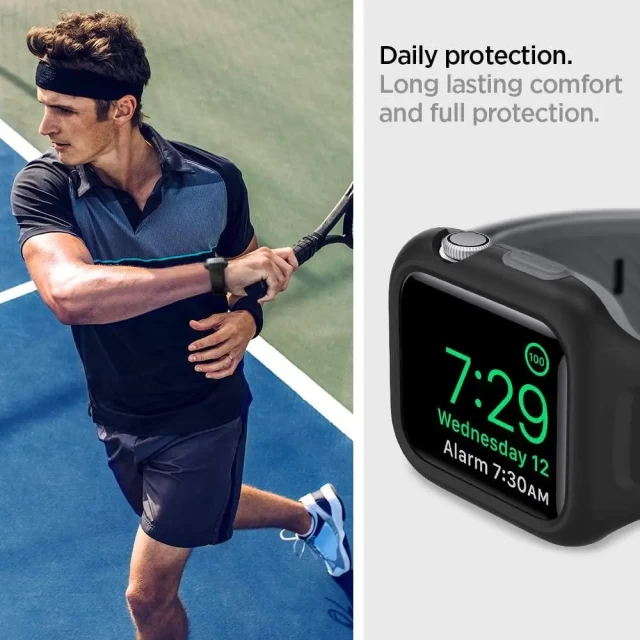 Чохол і ремінець Spigen Liquid Air Pro для Apple Watch 44mm Black (AMP02007)