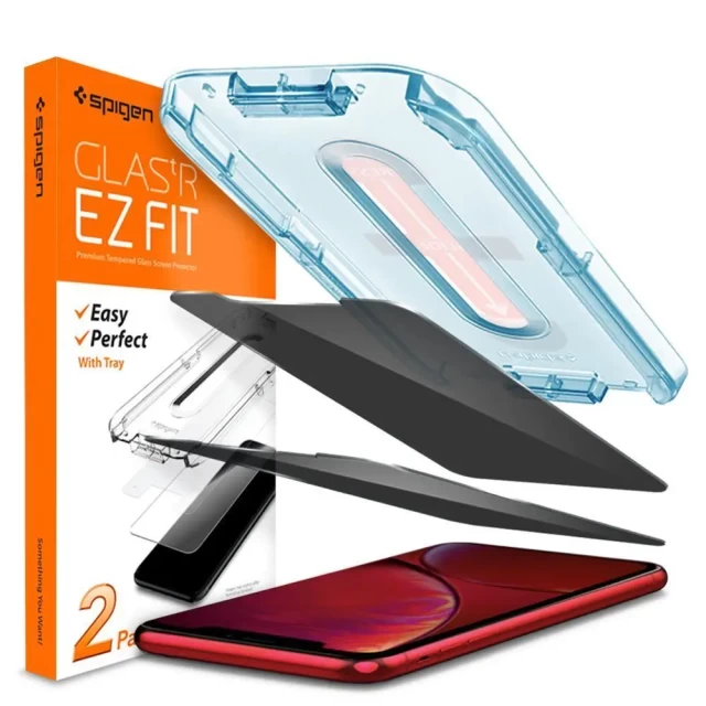 Защитное стекло Spigen Glas.tR EZ FIT Privacy (2 pack) для iPhone 11 | XR Clear (064GL25687)
