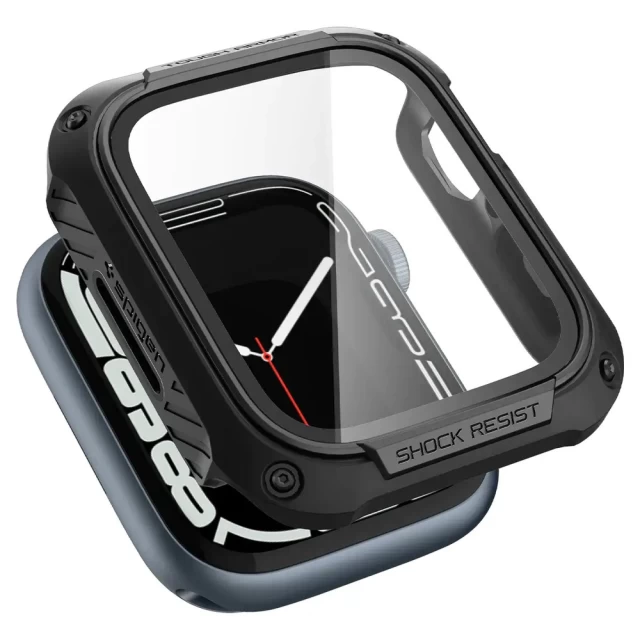 Чехол и защитное стекло Spigen Tough Armor для Apple Watch 45mm Black (ACS04183)