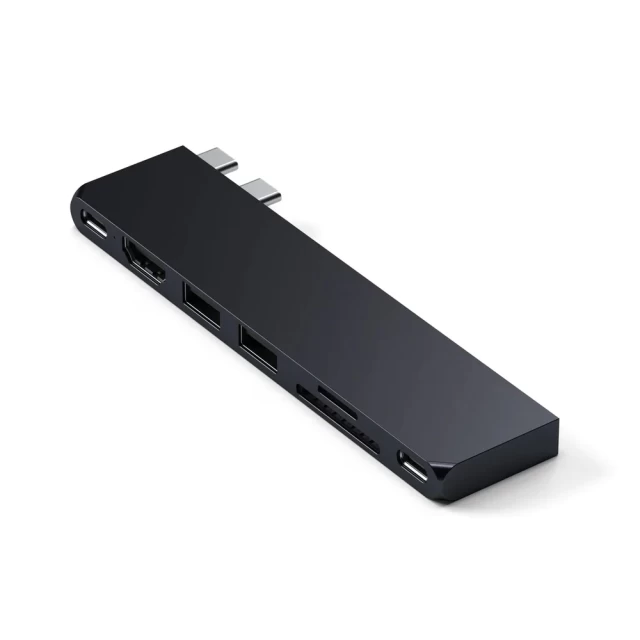 USB-хаб Satechi Aluminum Slim Adapter Pro Hub USB-C to 2xUSB-A/2xUSB-C/HDMI/SD/micro SD Midnight (ST-HUCPHSD)