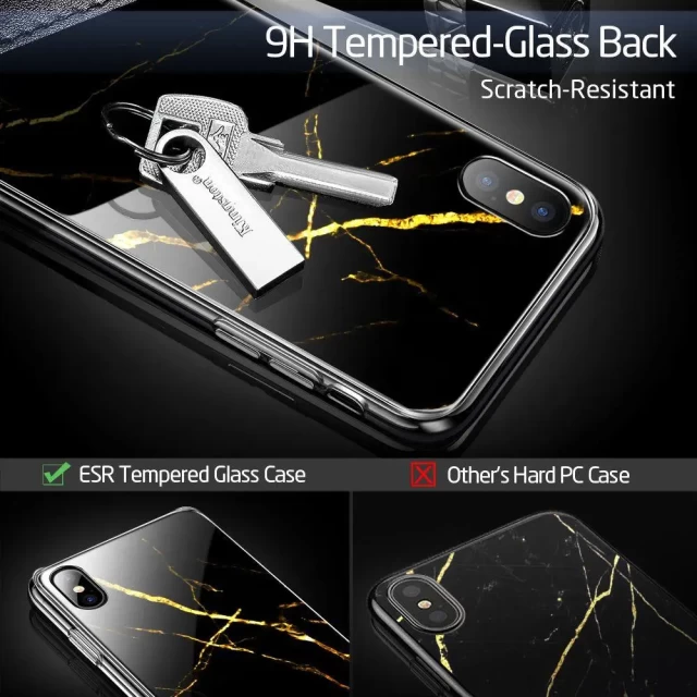Чохол ESR Mimic Marble Tempered Glass для iPhone XS Max Black/Gold (4894240071212)