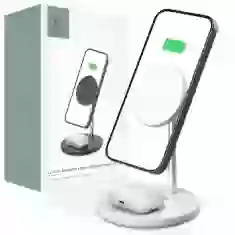Беспроводное зарядное устройство Tech-Protect Magnetic 2-in-1 15W White with MagSafe (9490713931127)