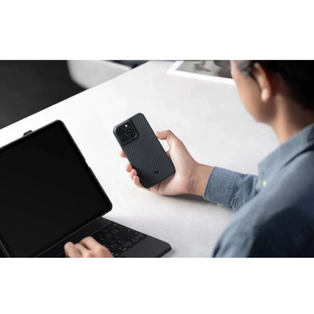 Чехол Pitaka MagEZ Case Pro 3 Twill 1500D для iPhone 14 Pro Black Grey with MagSafe (KI1401PP)
