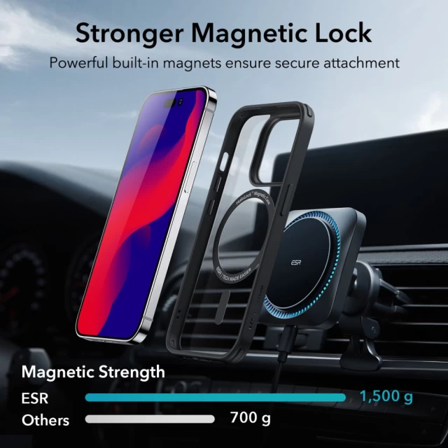 Чехол ESR Ch Halolock для iPhone 14 Pro Clear Black with MagSafe (4894240160787)