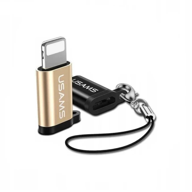 Адаптер Usams SJ152 Lightning to microUSB with Ring Gold (SJ152ML02)