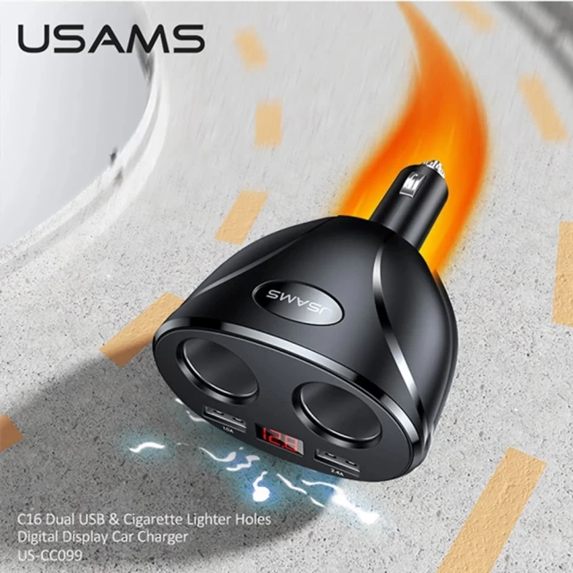 Автомобільний зарядний пристрій Usams CC099 C16 96W 2xUSB-A Black (CC99TC01)