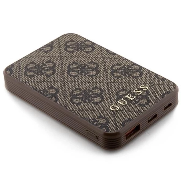 Портативний зарядний пристрій Guess 4G Leather Metal Logo 5000mAh 15W Brown (GUPB5LP4GEGW)