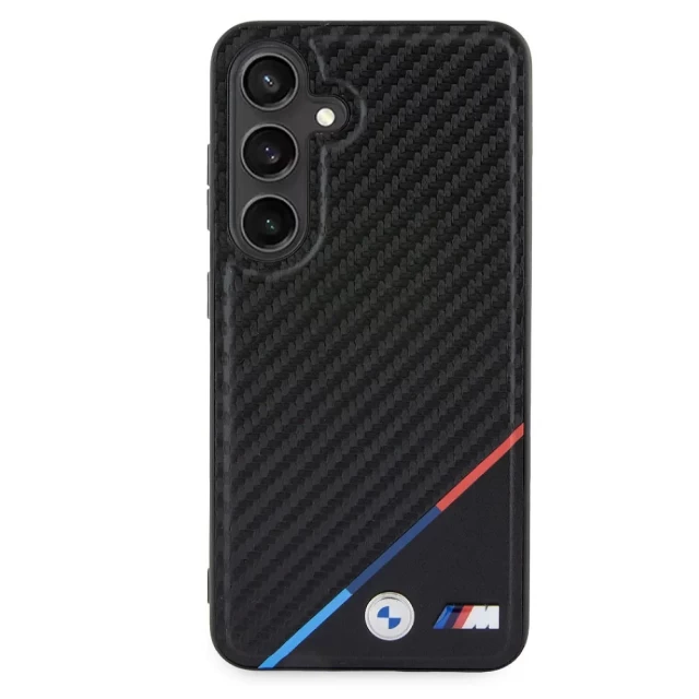 Чехол BMW Carbon Tricolor Line для Samsung Galaxy S24 (S921) Black with MagSafe (BMHMS24S23PUDTK)