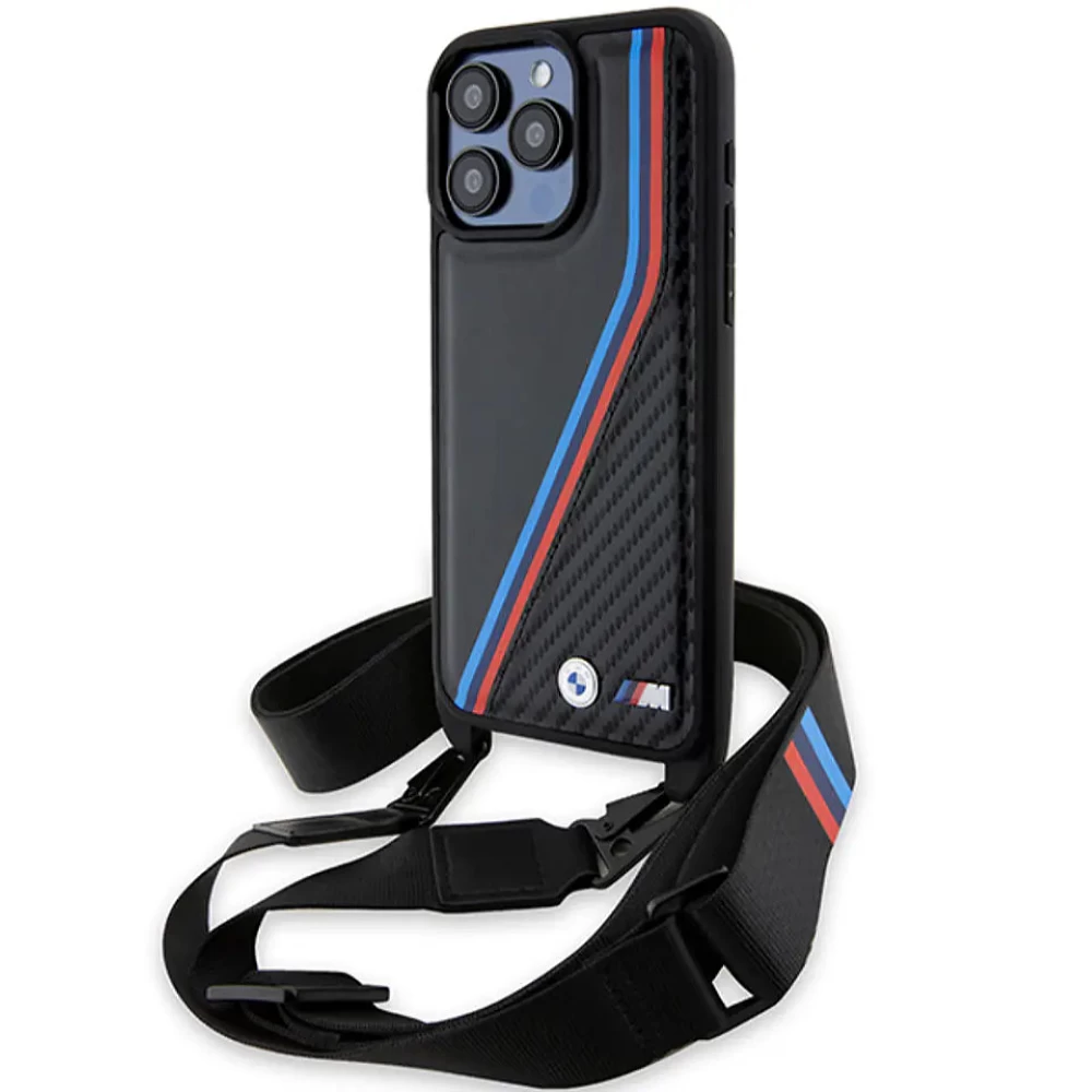 Чехол BMW M Edition Carbon Tricolor Lines & Strap для iPhone 15 Pro Max  Black (BMW000796-0) - купить по цене 2699 ₴ в Киеве / Украине. Оригинальный  товар с гарантией качества.