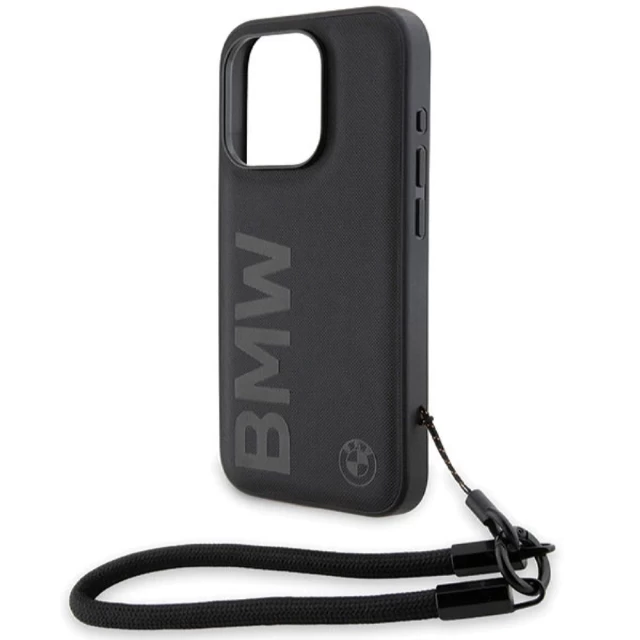 Чехол BMW Signature Leather Wordmark Cord для iPhone 15 Pro Black (BMW000780-0)