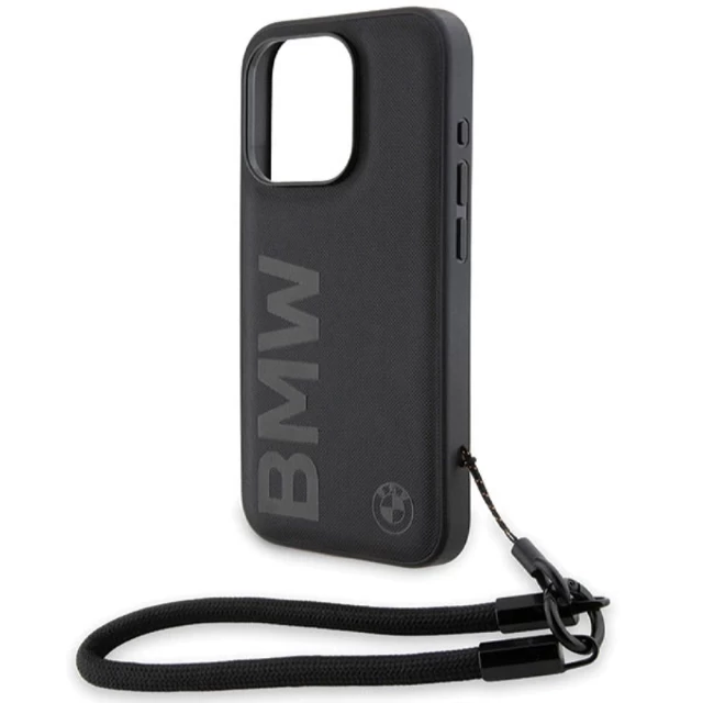 Чехол BMW Signature Leather Wordmark Cord для iPhone 15 Pro Max Black (BMW000781-0)