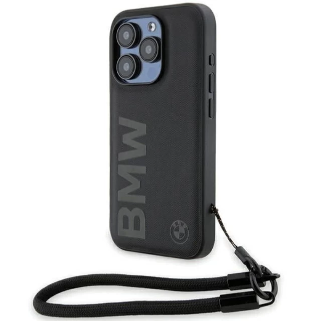 Чехол BMW Signature Leather Wordmark Cord для iPhone 15 Pro Max Black (BMW000781-0)