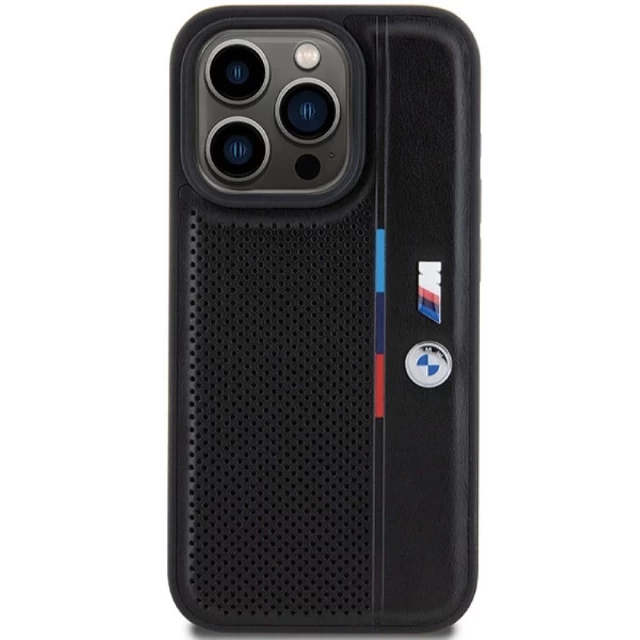 Чехол BMW Perforated Tricolor Line для iPhone 15 Pro Black (BMW000784-0)