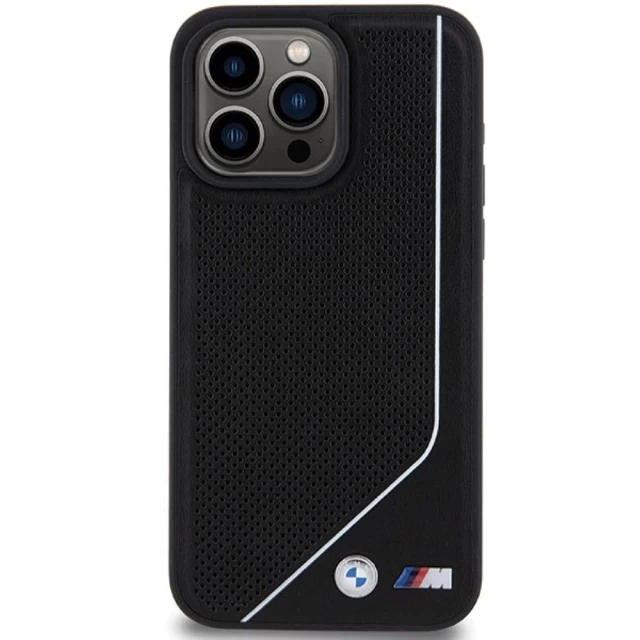 Чехол BMW Perforated Twisted Line для iPhone 15 Pro Black with MagSafe (BMW000787-0)