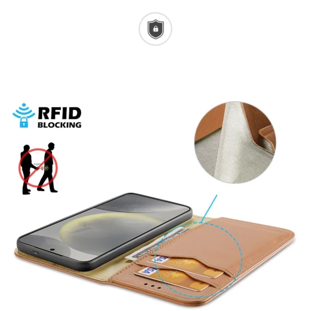 Чохол-книжка DUX DUCIS Hivo RFID Blocking для Samsung Galaxy S24 (S921) Brown (6934913021798)