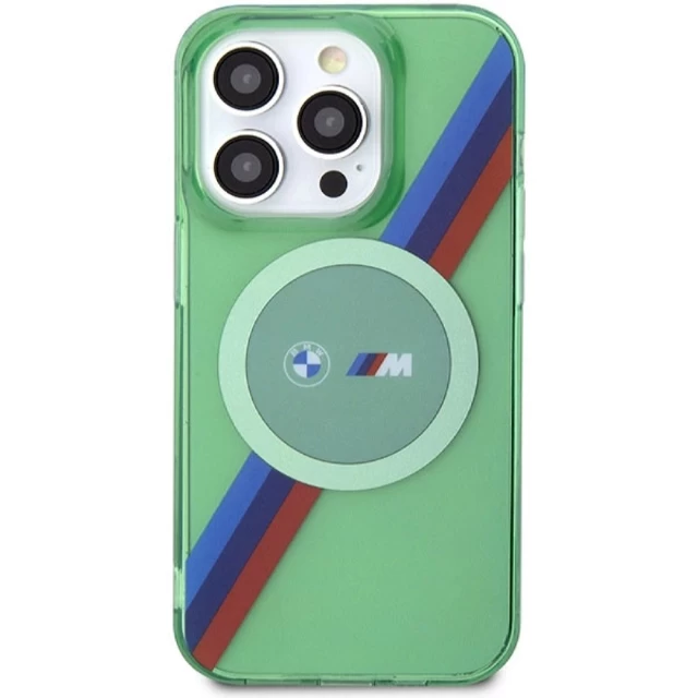 Чехол BMW M Tricolor Stripes для iPhone 15 Pro Green with MagSafe (BMW000813-0)