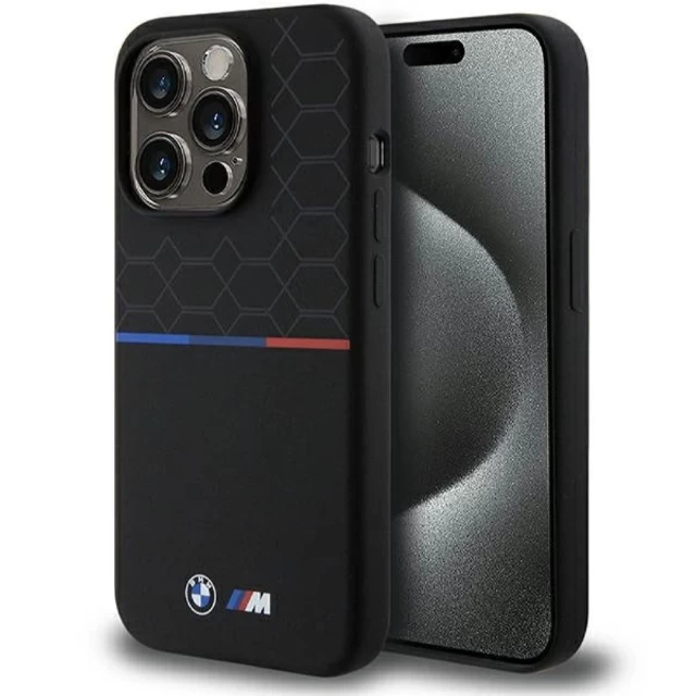 Чохол BMW M Silicone Pattern для iPhone 15 Pro Black with MagSafe (BMW000818-0)