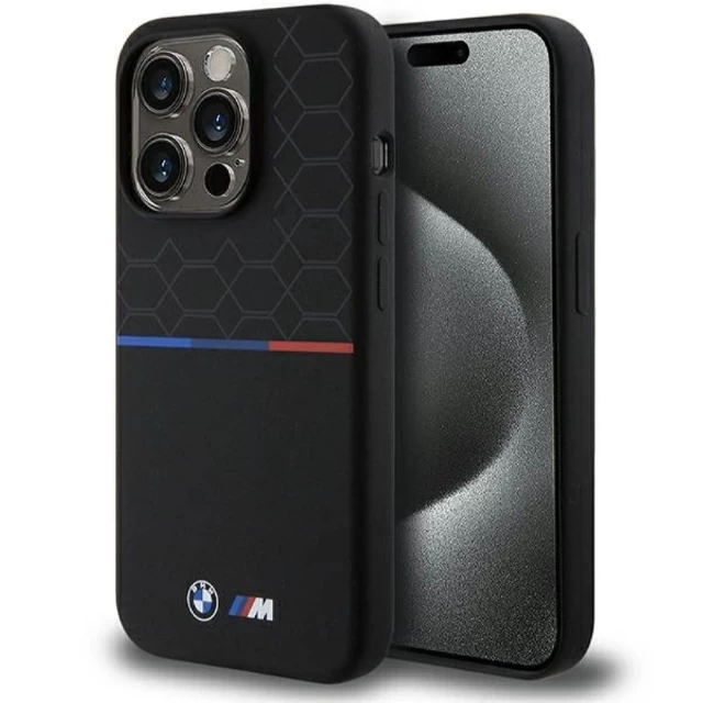 Чехол BMW M Silicone Pattern для iPhone 15 Pro Black with MagSafe (BMW000818-0)