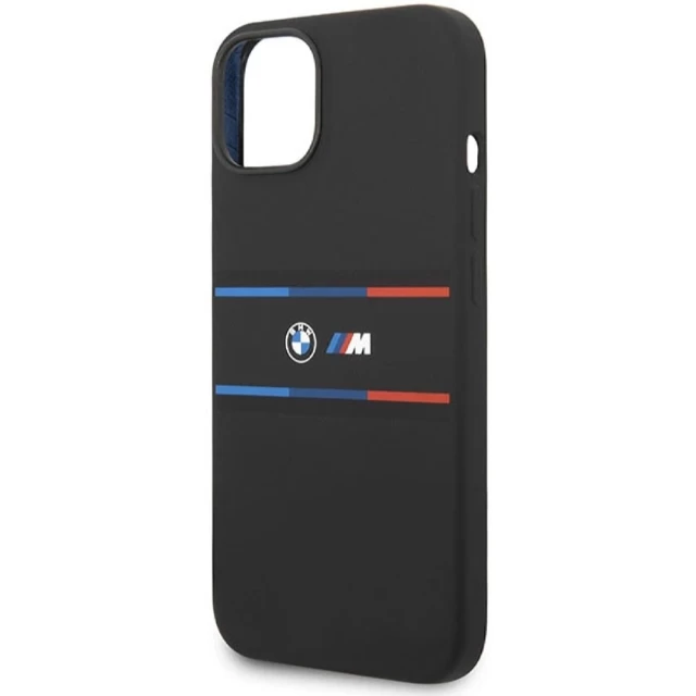 Чохол BMW M Silicone Tricolor Lines для iPhone 15 | 14 | 13 Black (BMW000812-0)