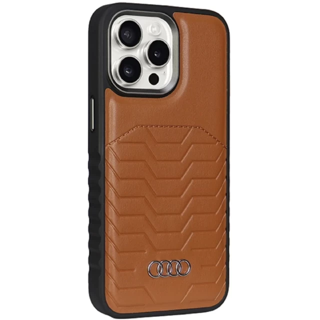 Чохол Audi Synthetic Leather для iPhone 14 Pro Max Brown with MagSafe (AU-TPUPCMIP14PM-GT/D3-BN)