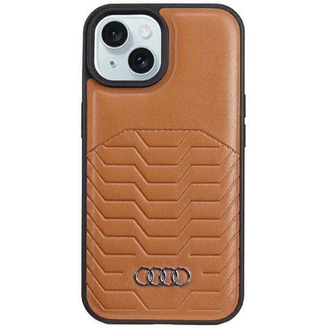 Чехол Audi Synthetic Leather для iPhone 15 | 14 | 13 Brown with MagSafe (AU-TPUPCMIP15-GT/D3-BN)
