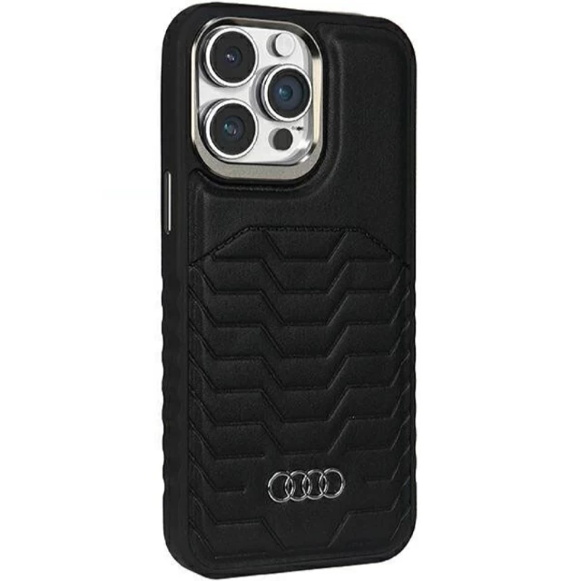 Чохол Audi Synthetic Leather для iPhone 15 Pro Black with MagSafe (AU-TPUPCMIP15P-GT/D3-BK)