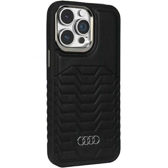 Чехол Audi Synthetic Leather для iPhone 15 Pro Black with MagSafe (AU-TPUPCMIP15P-GT/D3-BK)