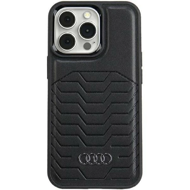 Чохол Audi Synthetic Leather для iPhone 15 Pro Black with MagSafe (AU-TPUPCMIP15P-GT/D3-BK)