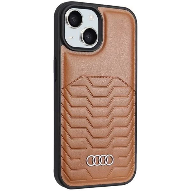 Чохол Audi Synthetic Leather для iPhone 15 Plus | 14 Plus Brown with MagSafe (AU-TPUPCMIP15M-GT/D3-BN)
