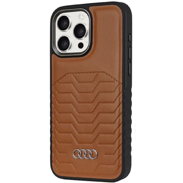 Чехол Audi Synthetic Leather для iPhone 15 Pro Max Brown with MagSafe (AU-TPUPCMIP15PM-GT/D3-BN)