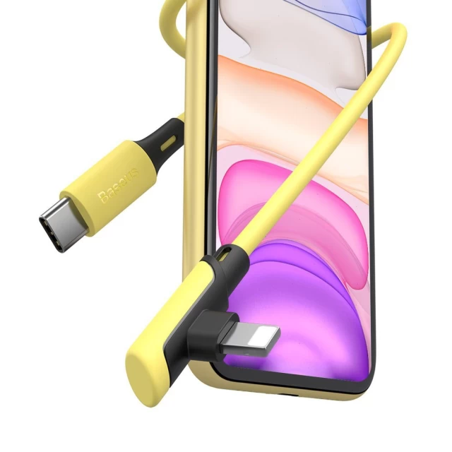 Кабель Baseus Colourful Elbow Lightning to USB-C 1.2m PD Yellow (6953156216594)