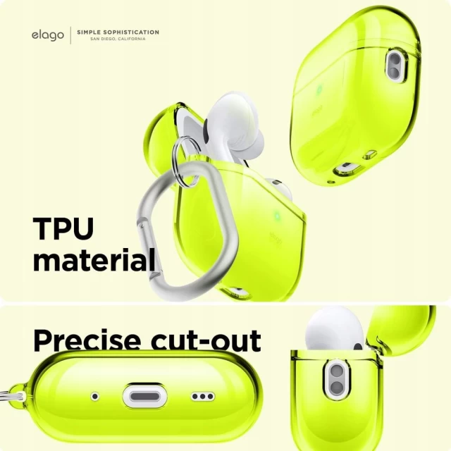 Чохол для навушників Elago Clear Hang Case для AirPods Pro 2 Neon Yellow (EAPP2CL-HANG-NYE)