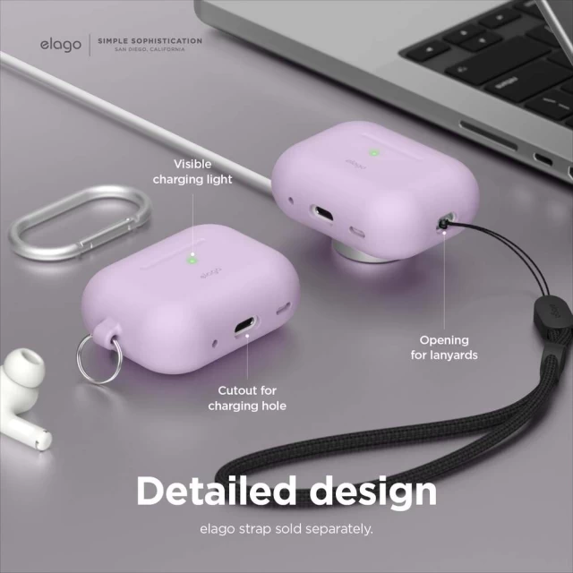 Чохол для навушників Elago Silicone Hang Case для AirPods Pro 2 Lavender (EAPP2CSC-ORHA-LV)